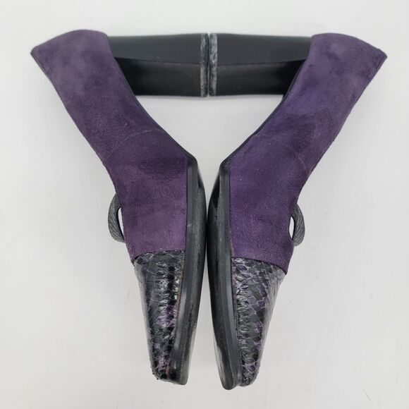 Carlos Falchi Vintage Size 6.5 Purple Suede Leather high Heels Retro Square Toe - Picture 4 of 9